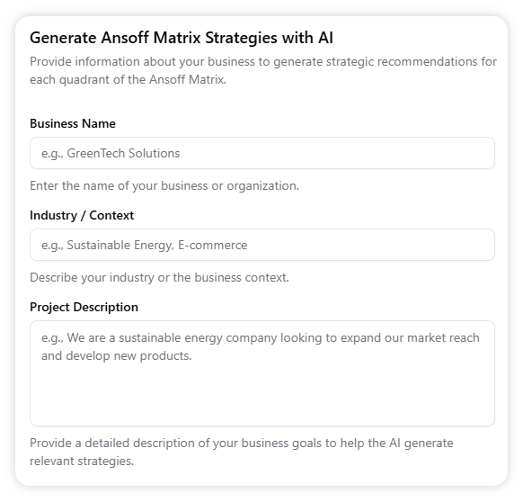 Generate Ansoff Matrix Strategies with AI