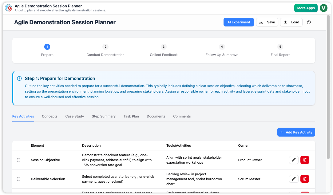 Agile Demonstration Session Planner