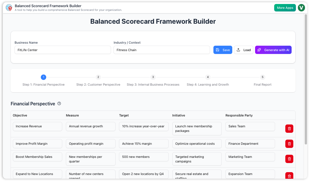 Balanced Scorecard Framework Builder