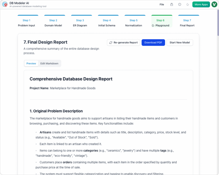 DBModeler AI – Interactive Database Design & Normalization Tool
