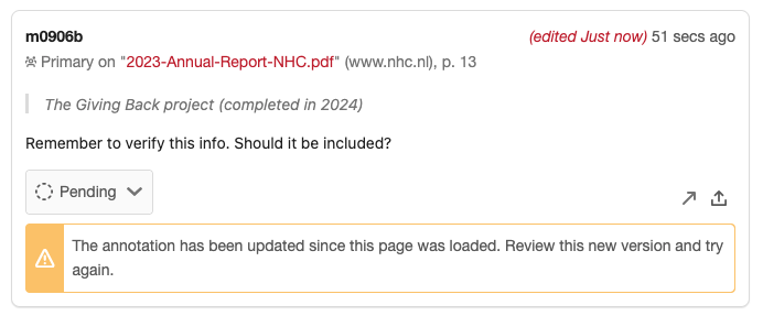 Annotator Comment Approval Editing Updates