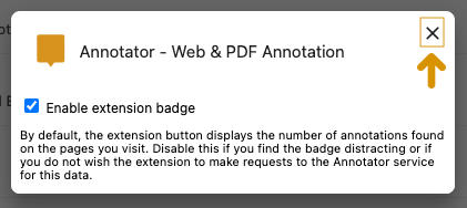 Annotator Extension Close Options