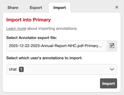 Annotator Import JSON File