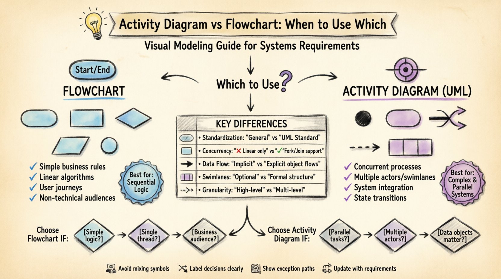 Activity Diagram vs. Flowchart: When to Use Which for Systems Requirements