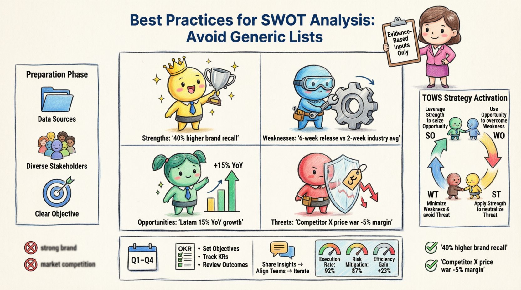 Best Practices for SWOT Analysis: Avoiding Generic Lists in Corporate Strategy Sessions